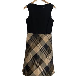 J.McLaughlin Black Brown Plaid Dress Silk Sz Small